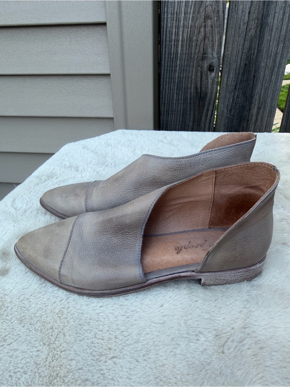 Free People Taupe Leather D'Orsay Flats Size 38 US 7.5